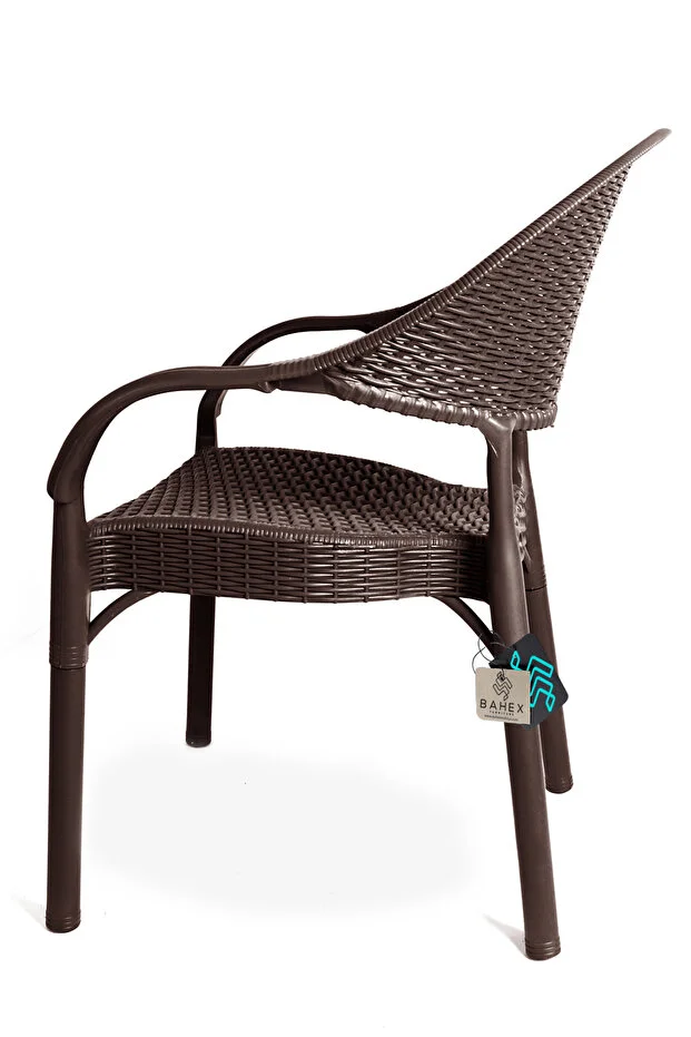 Bambu Pro 90x150cm Rattan Bahçe Balkon Masa Takımı 6 Kişilik Camsız Set Kahverengi